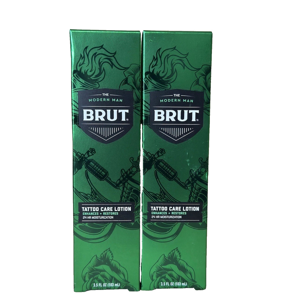 BRUT Tattoo Care Lotion, Enhances + Restores, 24 HR Moisturization, 3.5 OZ, 2PK